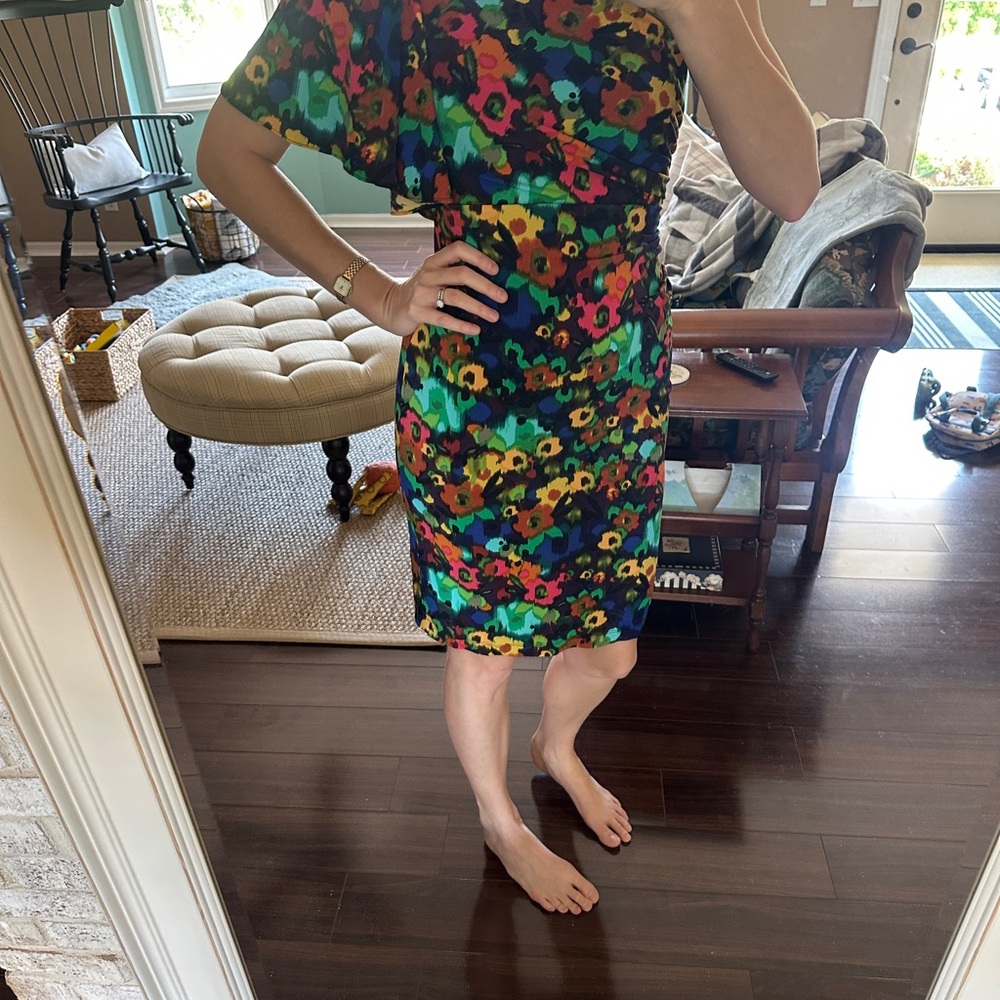 Calvin Klein Floral Multicolor One Shoulder Dress